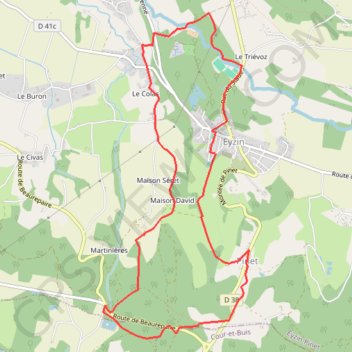 Itinéraire Eyzin-Pinet (38), distance, dénivelé, altitude, carte, profil, trace GPS