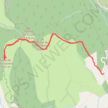 Itinéraire Cime de Roccassiera, distance, dénivelé, altitude, carte, profil, trace GPS