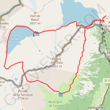 Itinéraire Les traces de dinosaures au-dessus du vieux Emosson, distance, dénivelé, altitude, carte, profil, trace GPS