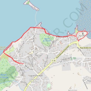 Itinéraire Balade digestive autour de Port Blanc, distance, dénivelé, altitude, carte, profil, trace GPS