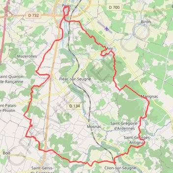 Itinéraire Pons 40 kms, distance, dénivelé, altitude, carte, profil, trace GPS