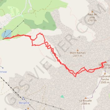 Itinéraire Tête Pelouse par la combe de Bella Cha, distance, dénivelé, altitude, carte, profil, trace GPS