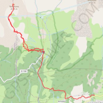 Itinéraire Tête Noire (Vanoise) depuis Amodon, distance, dénivelé, altitude, carte, profil, trace GPS