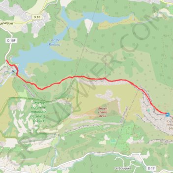 Itinéraire La montagne Sainte Victoire, distance, dénivelé, altitude, carte, profil, trace GPS
