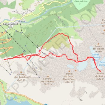 Itinéraire Pointe de Ronce, distance, dénivelé, altitude, carte, profil, trace GPS