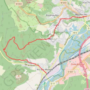 Itinéraire De Ars-sur-Moselle à Moulins-lès-Metz, distance, dénivelé, altitude, carte, profil, trace GPS