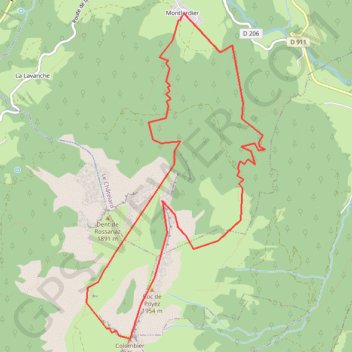 Itinéraire Mont Colombier depuis Montlardier, distance, dénivelé, altitude, carte, profil, trace GPS