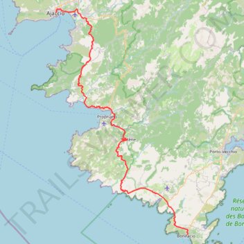 Itinéraire Ajaccio-bonifacio-10958443, distance, dénivelé, altitude, carte, profil, trace GPS