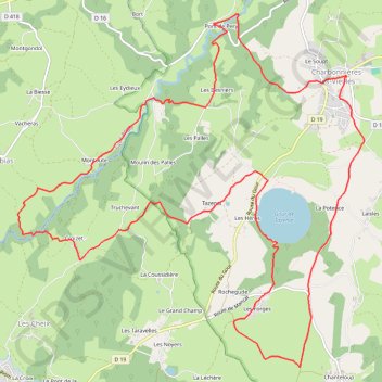 Itinéraire Gour de Tazenat - Charbonnières-les-Vieilles, distance, dénivelé, altitude, carte, profil, trace GPS