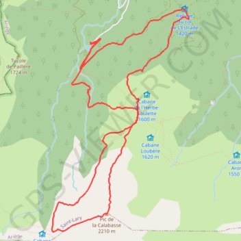 Itinéraire Pic de la Calabasse depuis Saint Lary, distance, dénivelé, altitude, carte, profil, trace GPS
