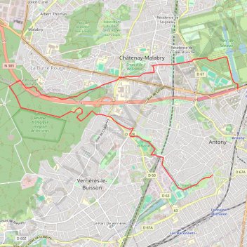 Itinéraire Antony - Le Ru des Godets, distance, dénivelé, altitude, carte, profil, trace GPS
