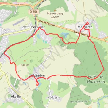Itinéraire Macheren, distance, dénivelé, altitude, carte, profil, trace GPS