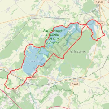 Itinéraire Circuits des 3 lacs de la Forêt d'Orient, distance, dénivelé, altitude, carte, profil, trace GPS