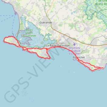 Itinéraire batz le croisic le pouliquen pornichet fort d'eve, distance, dénivelé, altitude, carte, profil, trace GPS