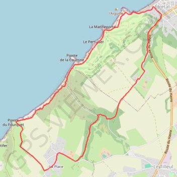 Itinéraire L'Aiguille Creuse - Étretat, distance, dénivelé, altitude, carte, profil, trace GPS