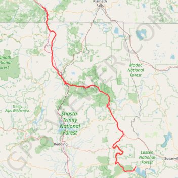 Itinéraire Ashland - Chester, distance, dénivelé, altitude, carte, profil, trace GPS