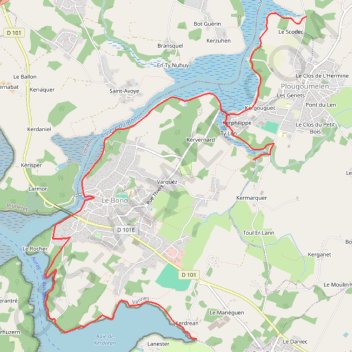 Itinéraire Tour du Golfe du Morbihan - Le Bono, Plougoumelen, distance, dénivelé, altitude, carte, profil, trace GPS