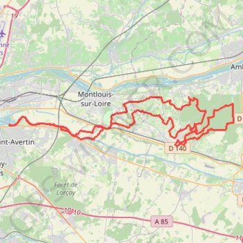 Itinéraire En bord de Cher de Saint-Avertin à la forêt d'Amboise par Montlouis-sur-Loire, distance, dénivelé, altitude, carte, profil, trace GPS