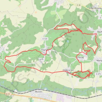 Itinéraire Autour de Trigny, distance, dénivelé, altitude, carte, profil, trace GPS