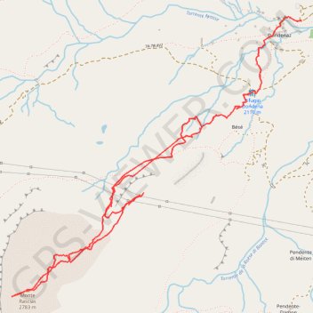 Itinéraire Monte Rasciàs, distance, dénivelé, altitude, carte, profil, trace GPS