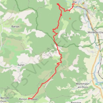 Itinéraire Sur les Pas des Huguenots - Rimon-et-Savel - Die, distance, dénivelé, altitude, carte, profil, trace GPS
