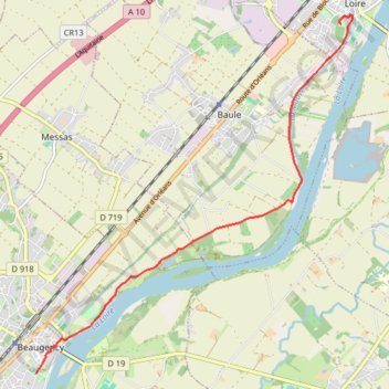 Itinéraire Beaugency - Meung, distance, dénivelé, altitude, carte, profil, trace GPS