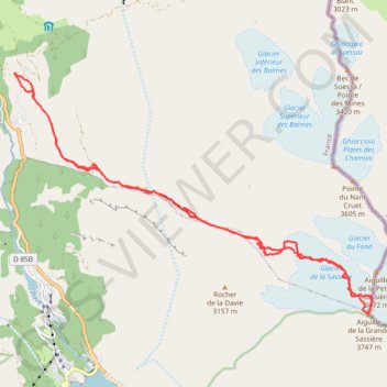Itinéraire Grande Sassière par le glacier de la Sassière depuis Chenal, distance, dénivelé, altitude, carte, profil, trace GPS