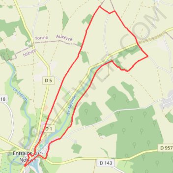 Itinéraire Circuit de l'eau - Entrains-sur-Nohain, distance, dénivelé, altitude, carte, profil, trace GPS
