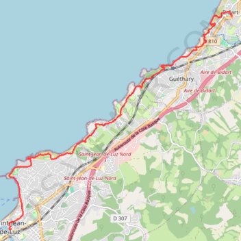 Itinéraire Bidart - Saint Jean de Luz, distance, dénivelé, altitude, carte, profil, trace GPS