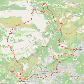 Itinéraire Boucle Grasse-Cipières-Tourettes, distance, dénivelé, altitude, carte, profil, trace GPS