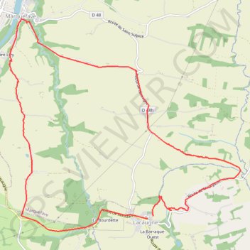 Itinéraire Lacaugne Marquefave Lacaugne, distance, dénivelé, altitude, carte, profil, trace GPS