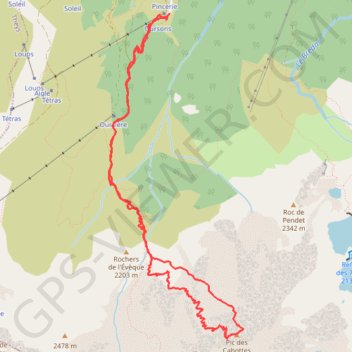 Itinéraire Pic des Cabottes, Couloir en S en boucle (Belledonne), distance, dénivelé, altitude, carte, profil, trace GPS