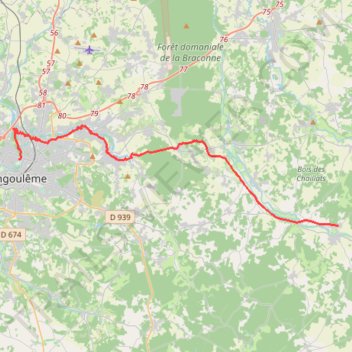 Itinéraire Marthon / Angoulême, distance, dénivelé, altitude, carte, profil, trace GPS