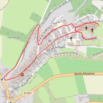 Itinéraire Découverte de Vézelay, distance, dénivelé, altitude, carte, profil, trace GPS