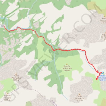 Itinéraire Passerelle de Spasimata depuis Bonifatu, distance, dénivelé, altitude, carte, profil, trace GPS
