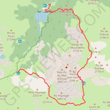 Itinéraire Tour du pic du midi d'Ossau (étape 2), distance, dénivelé, altitude, carte, profil, trace GPS
