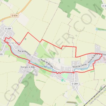 Itinéraire La Norges, distance, dénivelé, altitude, carte, profil, trace GPS