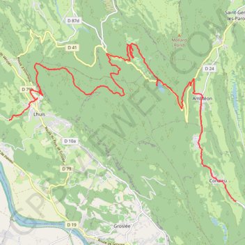 Itinéraire Lhuis - Conzieu, distance, dénivelé, altitude, carte, profil, trace GPS