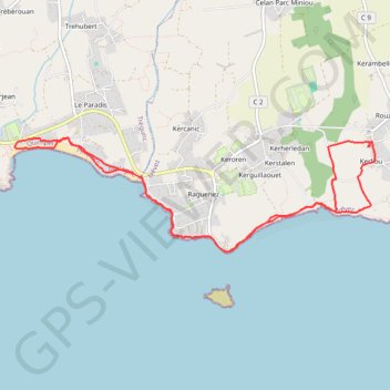 Itinéraire Trémorvezen - Pointe de TREVIGNON, distance, dénivelé, altitude, carte, profil, trace GPS