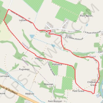 Itinéraire Estussan, balade panoramique en Albret - Pays d'Albret, distance, dénivelé, altitude, carte, profil, trace GPS