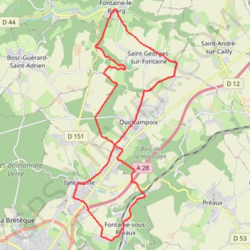 Itinéraire Randonnée à Fontaine sous Préaux, distance, dénivelé, altitude, carte, profil, trace GPS