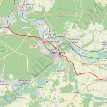 Itinéraire Avon - Ville Saint Jacques, distance, dénivelé, altitude, carte, profil, trace GPS