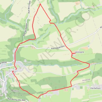 Itinéraire Crupet - Jassogne - Durnal, distance, dénivelé, altitude, carte, profil, trace GPS