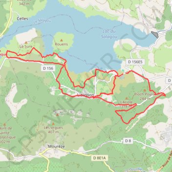 Itinéraire Salagou, distance, dénivelé, altitude, carte, profil, trace GPS