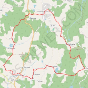 Itinéraire Circuit sur les traces d'Henry IV - Montrol-Sénard, distance, dénivelé, altitude, carte, profil, trace GPS