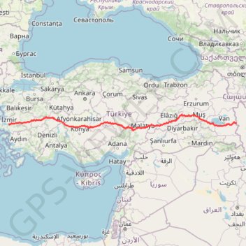 Itinéraire Turkish port to Turkish border (Next to van), distance, dénivelé, altitude, carte, profil, trace GPS