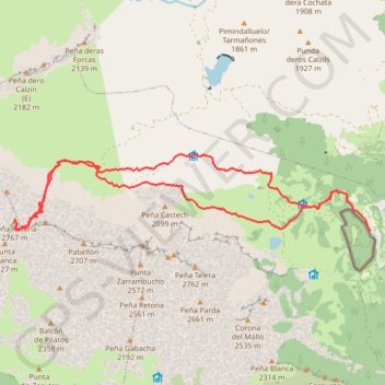 Itinéraire RETONA par la canal Ancha, distance, dénivelé, altitude, carte, profil, trace GPS