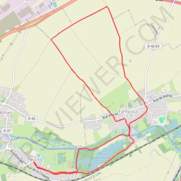 Itinéraire Feuchy Fampoux, distance, dénivelé, altitude, carte, profil, trace GPS