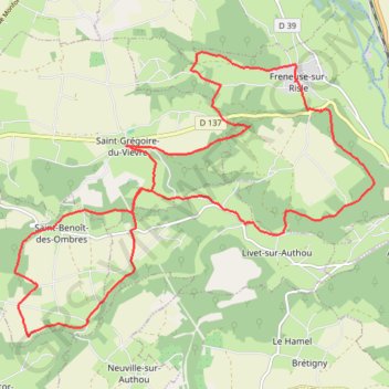 Itinéraire Saint Grégoire sur Vièvre, distance, dénivelé, altitude, carte, profil, trace GPS