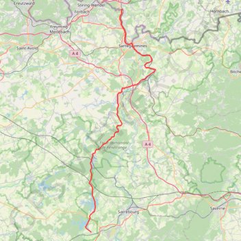 Itinéraire Sarreguemines / Gondrexange, distance, dénivelé, altitude, carte, profil, trace GPS